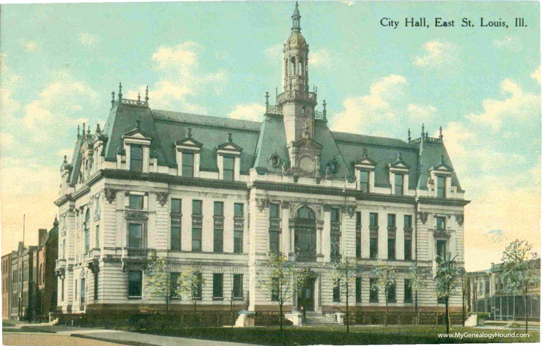 East St. Louis, Illinois, City Hall, vintage postcard, historic photo