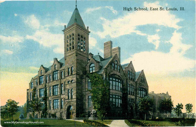 East St. Louis, Illinois High School, vintage postcard, historic photo
