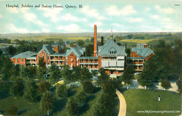 Quincy, Illinois, Hospital, Soldiers and Sailors Home, vintage postcard, historic photo