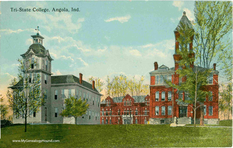 Angola, Indiana, Tri-State College, vintage postcard, historic photo