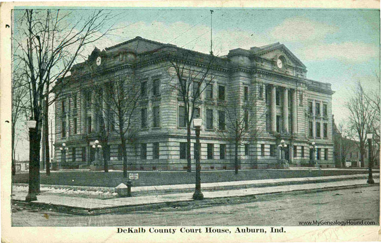 Auburn, Indiana, DeKalb County Court House, vintage postcard photo