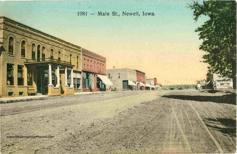 Newell, Iowa, Main Street, vintage postcard, historic photo