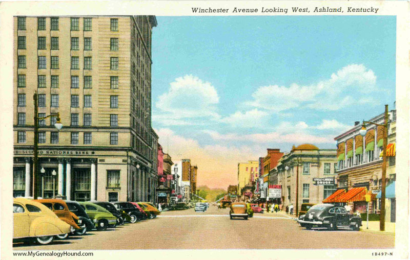 Ashland, Kentucky, Winchester Avenue Looking West, vintage postcard, historic photo
