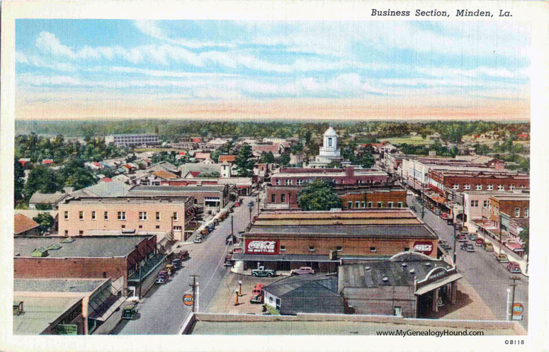 Minden, Louisiana, Business Section, vintage postcard photo