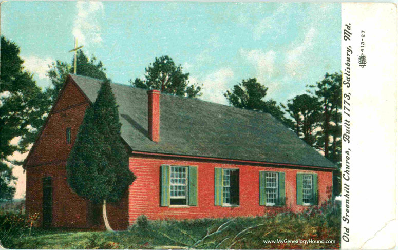 Salisbury, Maryland, Old Green Hill Church, vintage postcard photo, Quantico, MD