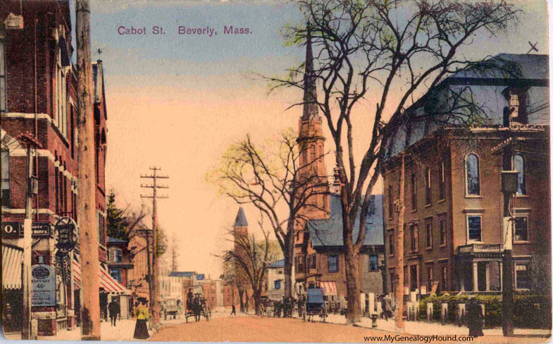 Beverly, Massachusetts, Cabot Street, vintage postcard photo