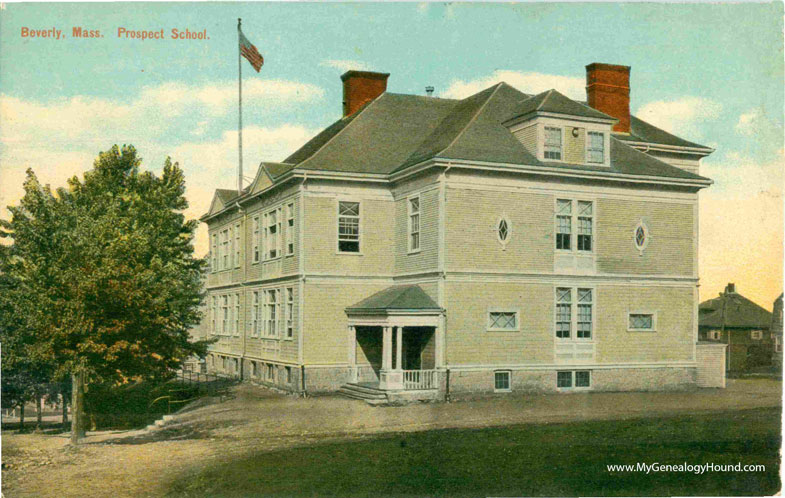 Beverly, Massachusetts, Prospect School, vintage postcard photo