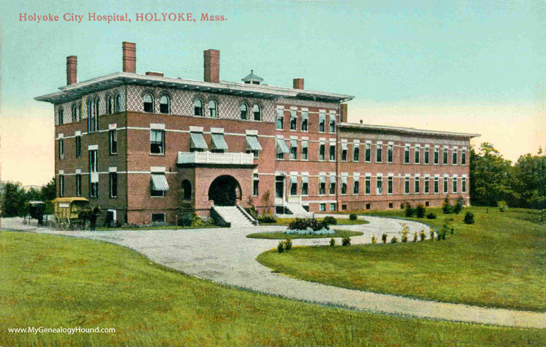 Holyoke, Massachusetts, Holyoke City Hospital, vintage postcard, historic photo