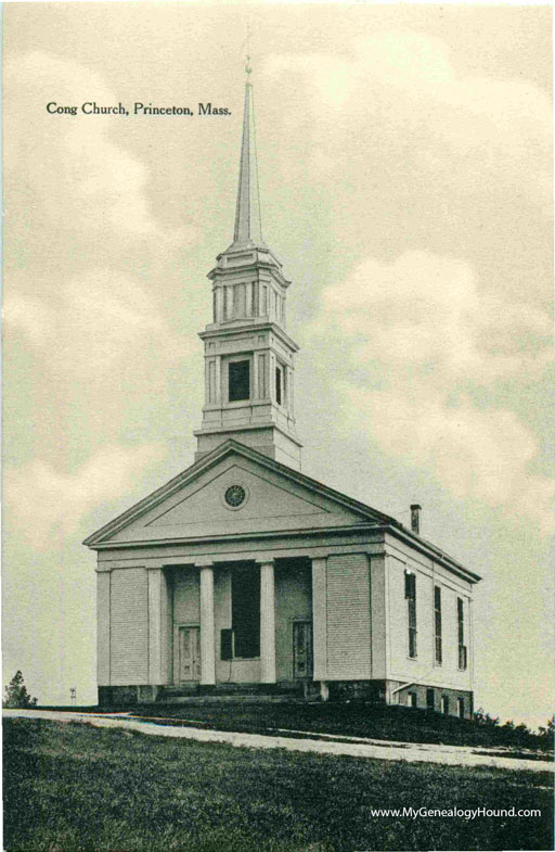 Princeton, Massachusetts, Congregational Church, vintage postcard photo