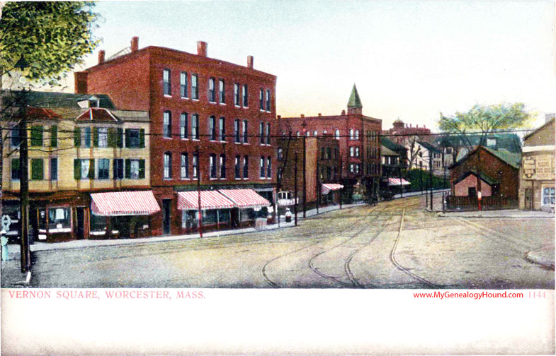Worcester, Massachusetts, Vernon Square, vintage postcard photo