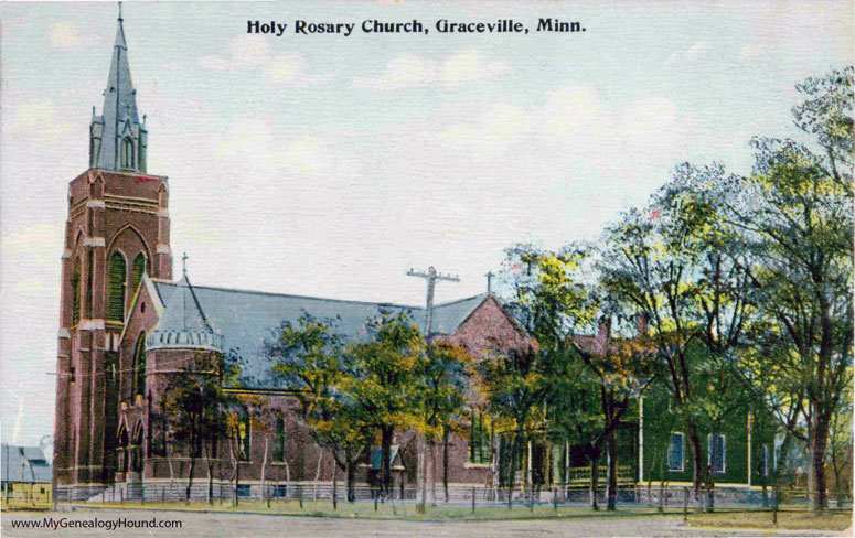 Graceville, Minnesota, Holy Rosary Church, vintage postcard photo