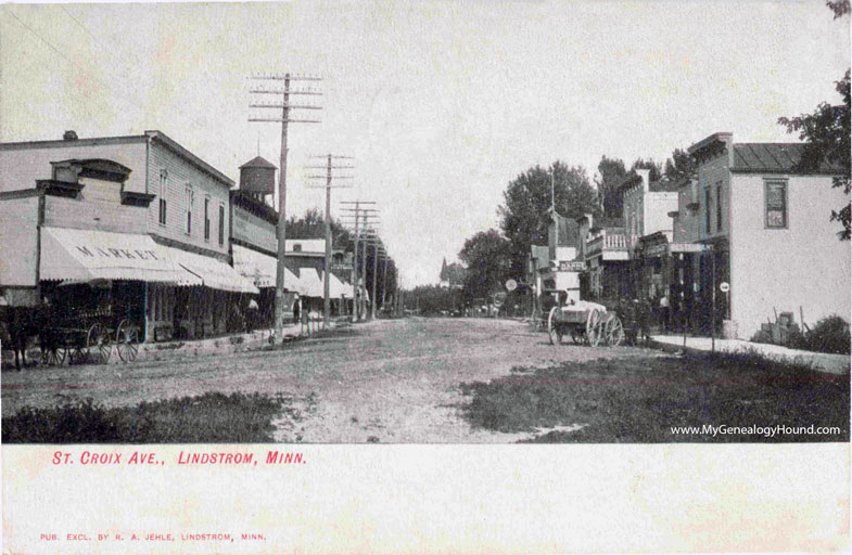 Lindstrom, Minnesota, St. Croix Avenue, vintage postcard photo