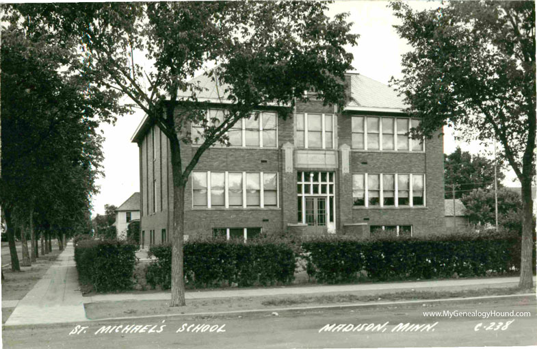 Madison, Minnesota, St. Michael's School, vintage postcard photo