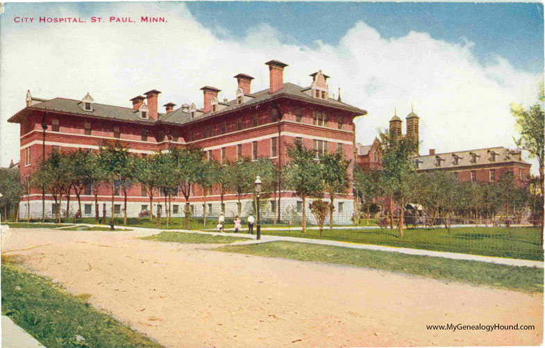 St. Paul, Minnesota, City Hospital, vintage postcard photo
