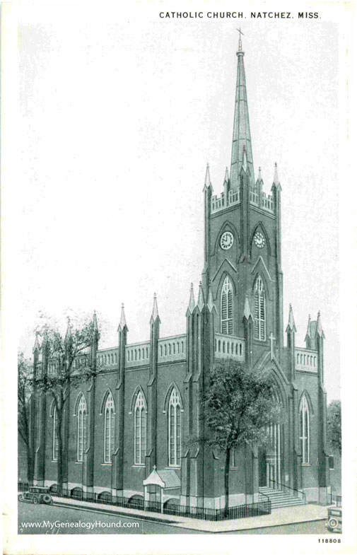 St. Mary Basilica, formerly known as St. Mary's Cathedral, Catholic Church, Natchez, Mississippi, historic photo, vintage postcard