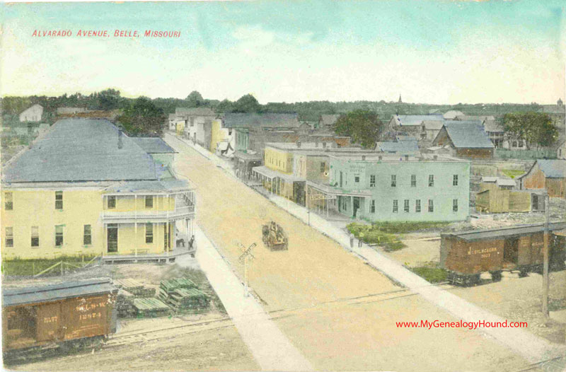 Belle, Missouri, Alvarado Avenue, vintage postcard, historic photo