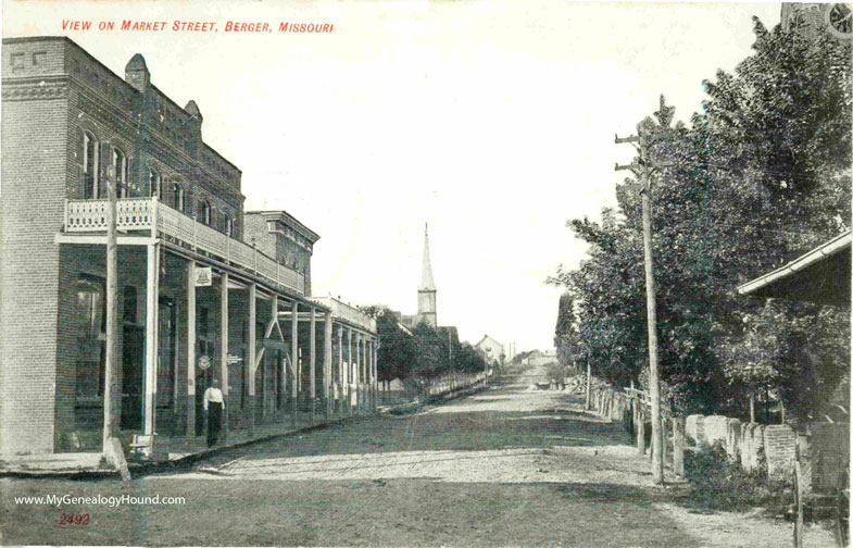Berger, Missouri, View on Market Street, vintage postcard photo