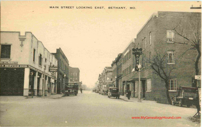 Bethany, Missouri, Main Street Looking East, vintage postcard, Historic Photo