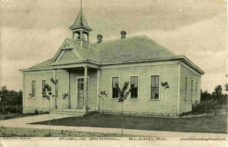 Bland, Missouri, Public School, vintage postcard photo