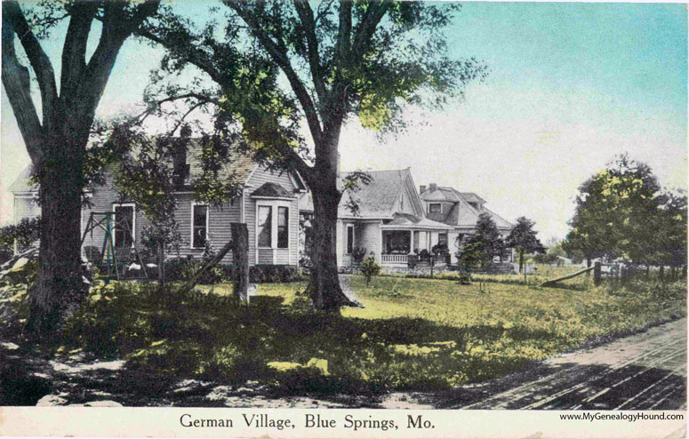Blue Springs, Missouri, German Village, vintage postcard photo Blue Springs, Missouri, German Village, vintage postcard photo
