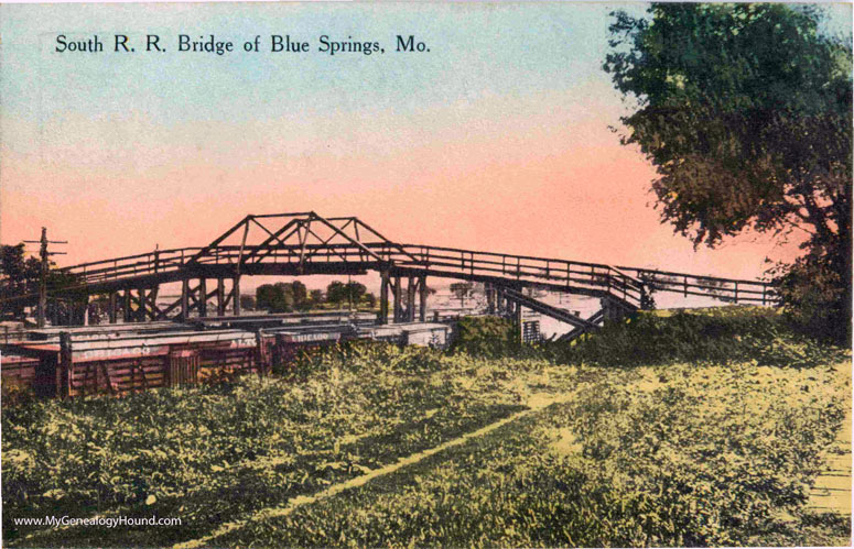 Blue Springs, Missouri, South Railroad Bridge, vintage postcard photo