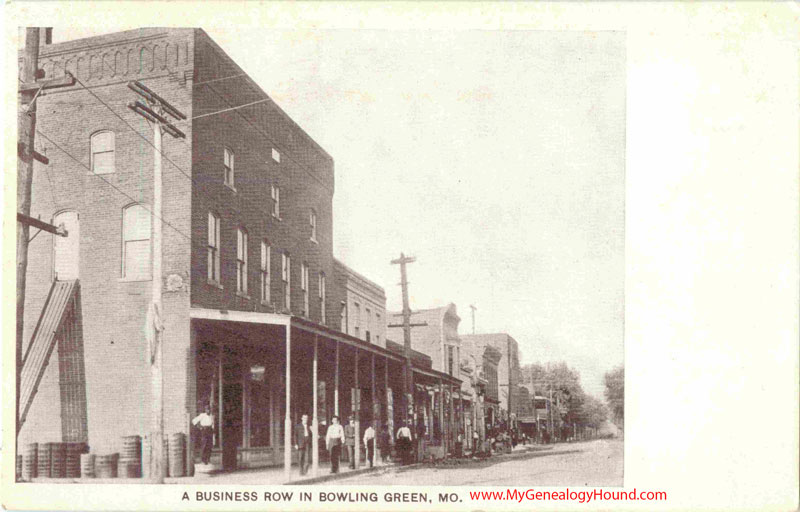 Bowling Green, Missouri, A Business Row, vintage postcard, historic photo