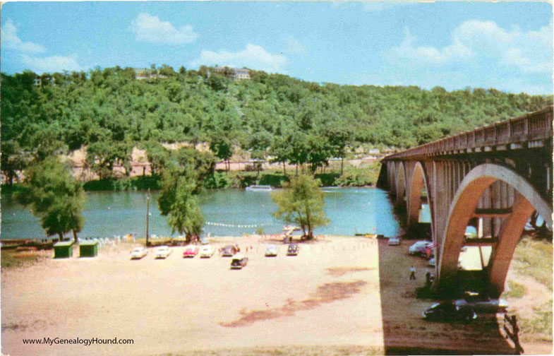 Branson, Missouri, Swimming Beach on Lake Taneycomo, vintage postcard historic photo