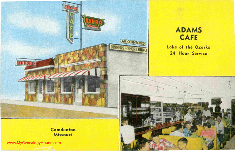 Camdenton, Missouri Adams Cafe vintage postcard, historic photo Camdenton, Missouri Adams Cafe vintage postcard, historic photo