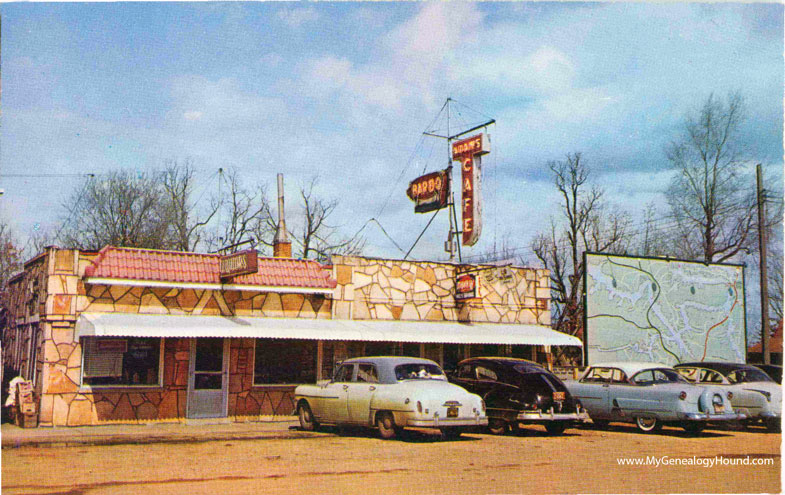 Adams Cafe, Camdenton, Missouri, 1940s to 1950s, vintage postcard photo Adams Cafe, Camdenton, Missouri, 1940s to 1950s, vintage postcard photo