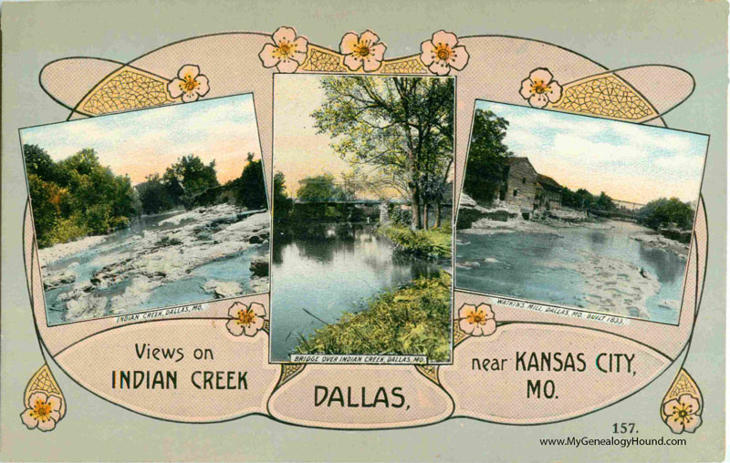 Dallas, Missouri, Views on Indian Creek, Watkins Mill, vintage postcard, historic photo Dallas, Missouri, Views on Indian Creek, Watkins Mill, vintage postcard, historic photo