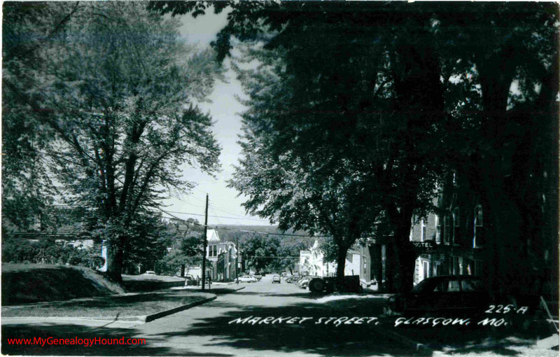 Glasgow, Missouri, Market Street, vintage postcard, Historic Photo, Hotel Adgate