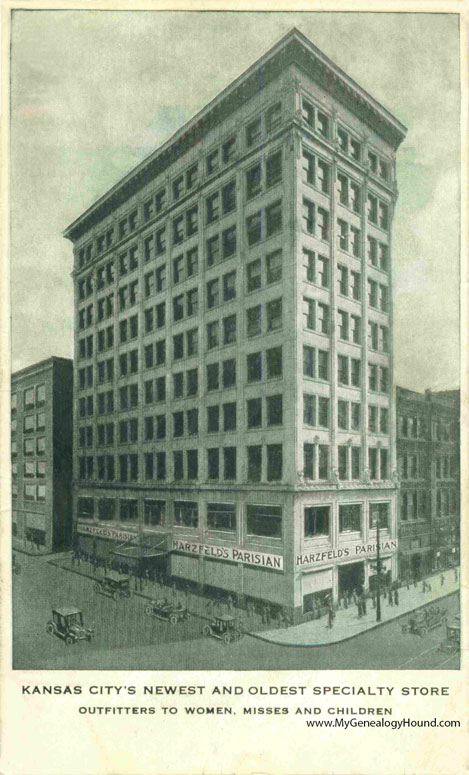 Kansas City, Missouri, Harzfeld's Parisian Store, vintage postcard photo