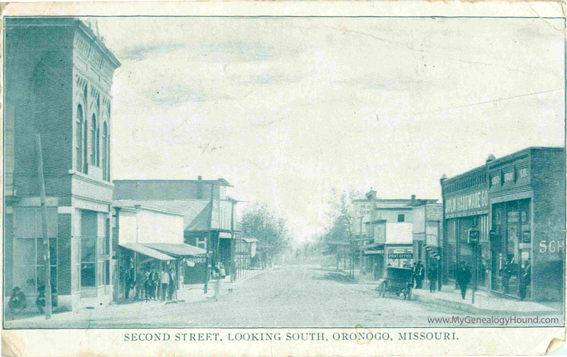 Oronogo, Missouri Second Street Looking South vintage postcard