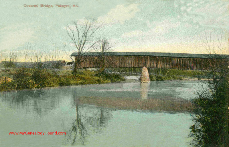 Palmyra, Missouri, Covered Bridge, vintage postcard, historic photo