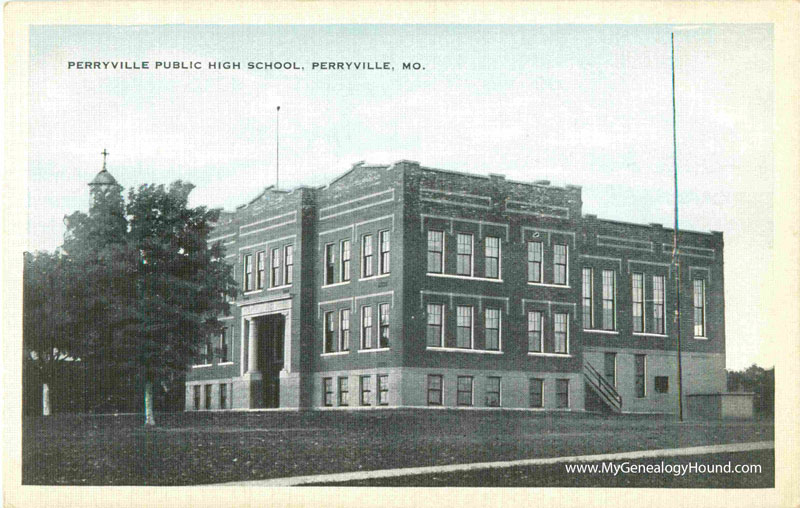 Perryville, Missouri, Public High School, vintage postcard, historic photo