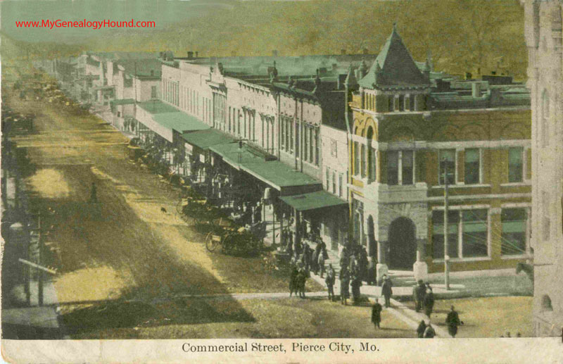 Pierce City, Missouri, Commercial Street, vintage postcard, Historic Photo, Tornado May 4th, 2003, Lawrence County, MO