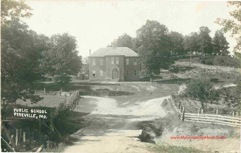 Pineville, Missouri Public School vintage postcard, antique photo