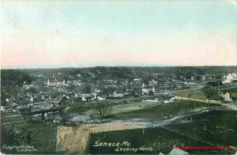 Seneca, Missouri, Looking North, vintage postcard, historical photo Seneca, Missouri, Looking North, vintage postcard, historical photo