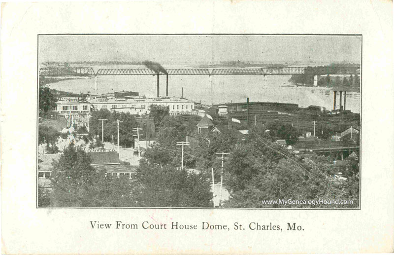 St. Charles, Missouri View From Court House Dome vintage postcard, historic photo St. Charles, Missouri View From Court House Dome vintage postcard, historic photo
