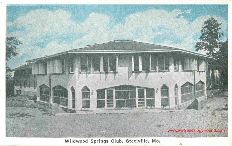 Steelville, Missouri, Wildwood Springs Club, Vintage Postcard, historic photo