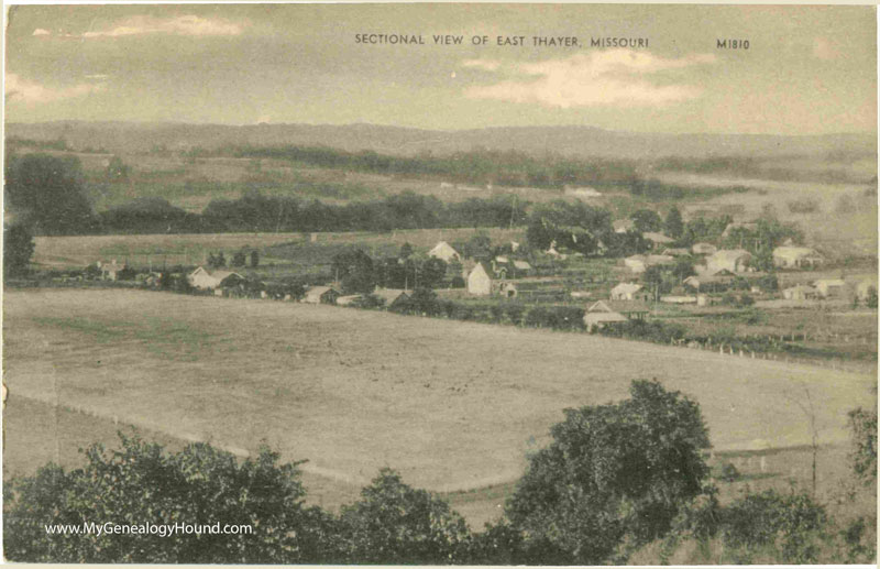 Thayer, Missouri, Sectional view of East Thayer, vintage postcard, historical photograph Thayer, Missouri, Sectional view of East Thayer, vintage postcard, historical photograph