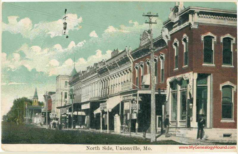 Unionville, Missouri, North Side Street Scene, vintage postcard, historic photo Unionville, Missouri, North Side Street Scene, vintage postcard, historic photo