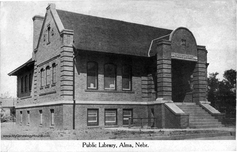 Alma, Nebraska, Public Library, vintage postcard photo
