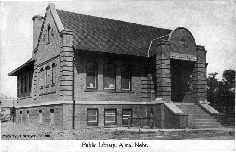 Alma, Nebraska, Public Library, vintage postcard photo