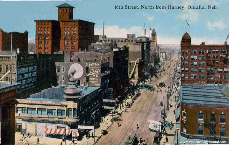 Omaha, Nebraska, Sixteenth Street, North from Harney Street, vintage ...