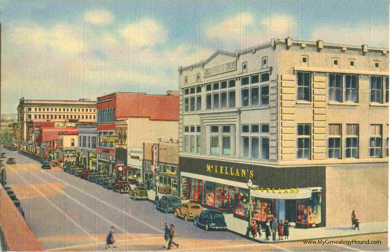 Albuquerque, New Mexico, Central Avenue from Fourth Street, vintage postcard photo