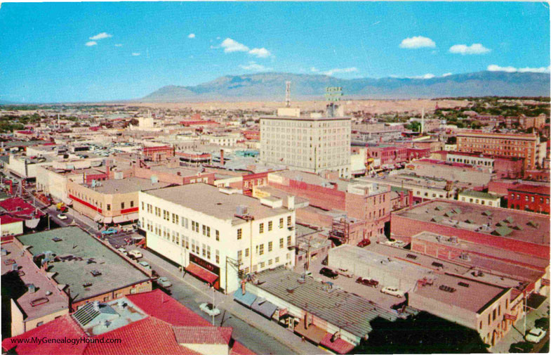 Albuquerque, New Mexico, View of City from Simms Building, vintage postcard photo