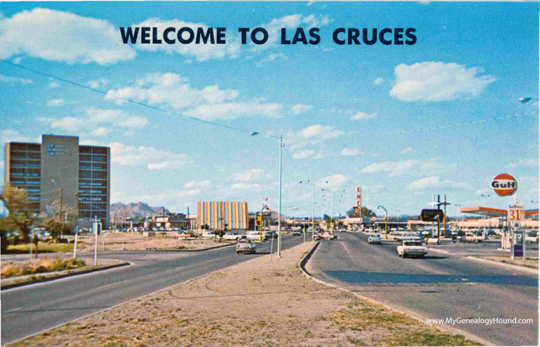 Las Cruces, New Mexico, City Skyline, vintage postcard photo