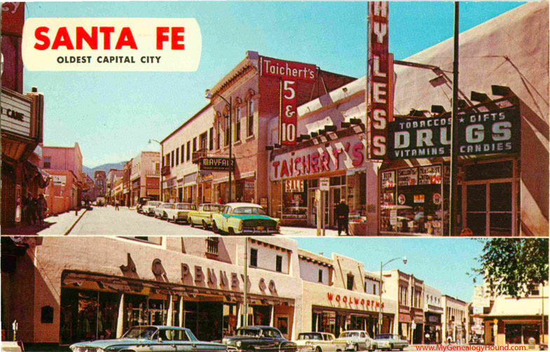 Santa Fe, New Mexico, San Francisco Street, vintage postcard photo