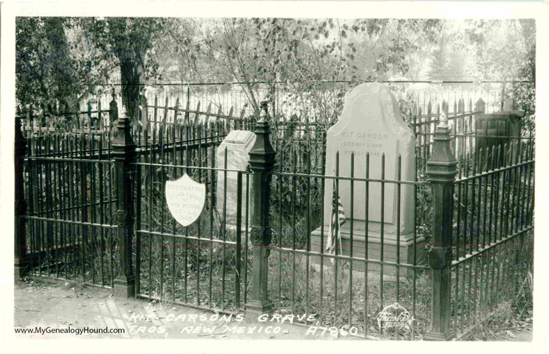 Taos, New Mexico, Kit Carson, Grave and Tombstone, vintage postcard photo